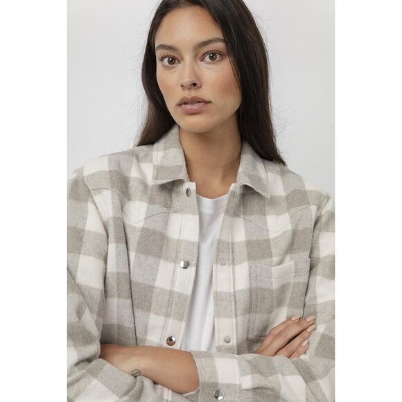 RAILS Tripp Shirt Jacket Ivory Rain Checkered Fleece Flannel Women's M - Picture 4 of 13